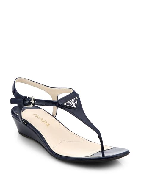 blue patent leather prada|prada patent leather wedge sandals.